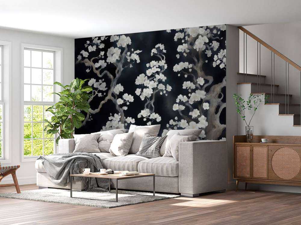 Forêt en fleurs merveilleuse - noire