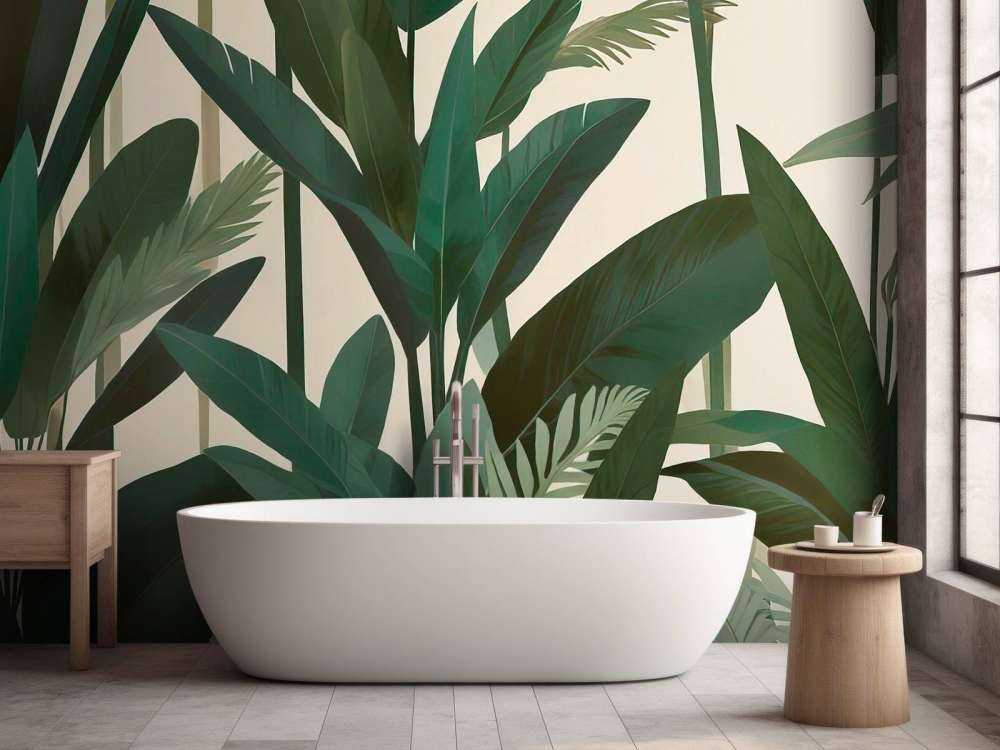 Feuilles tropicales en vert foncé