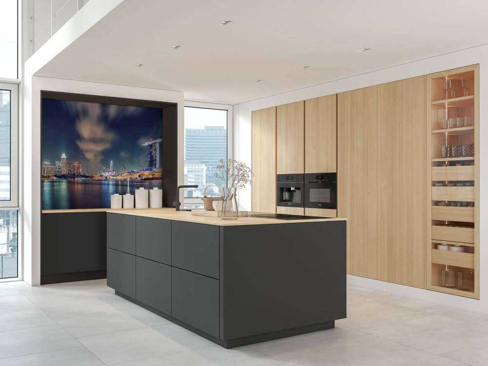 ligne d'horizon du front de mer avec des lumières futuristes