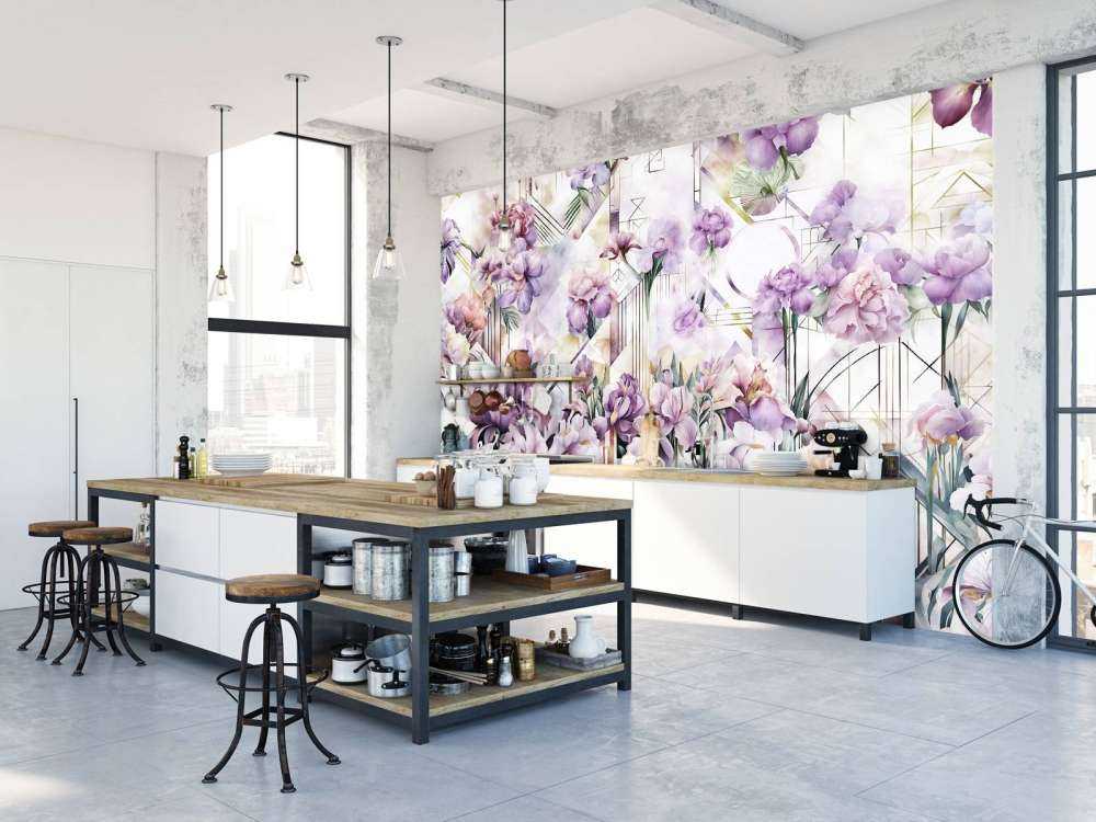 Immenses iris aquarelle violets