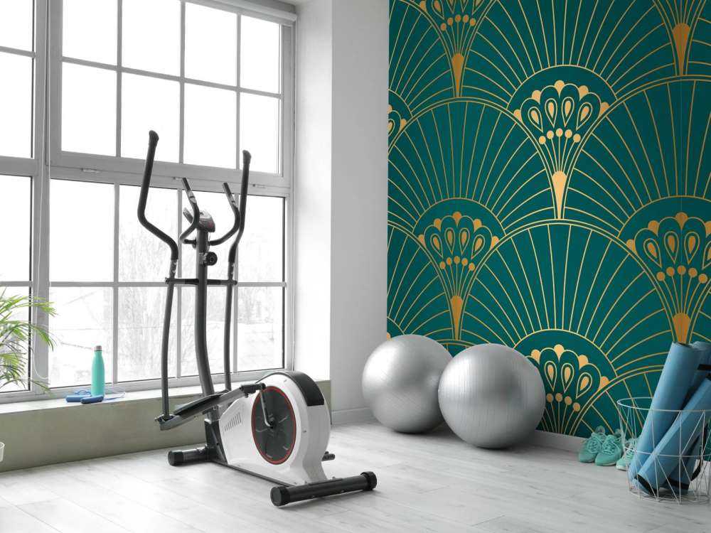 Éventail Art déco en bleu canard