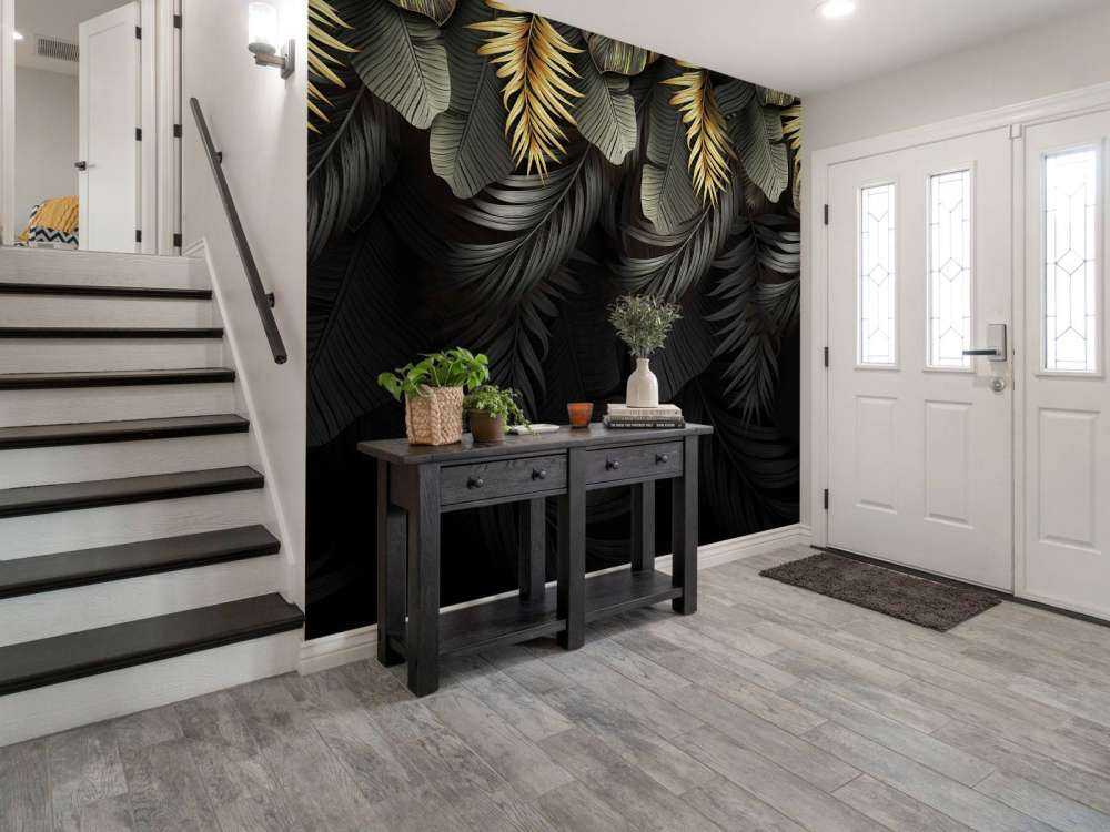 Feuilles sur fond sombre