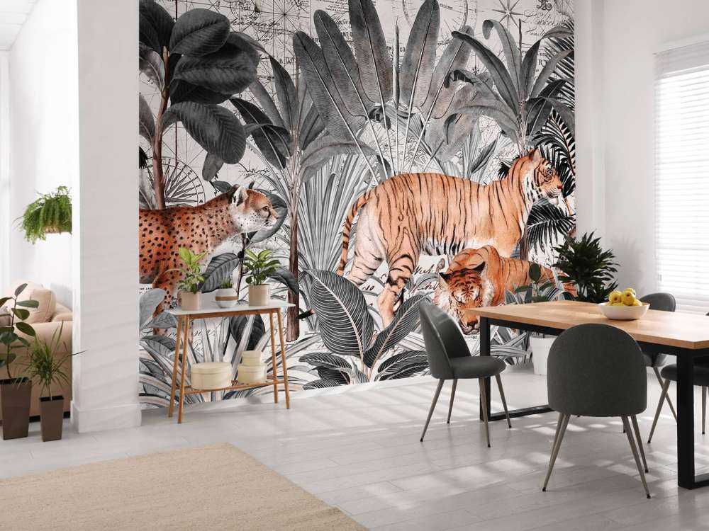 Vintage tiger jungle