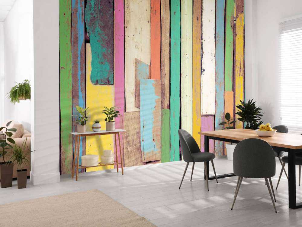 Bois de démolition coloré