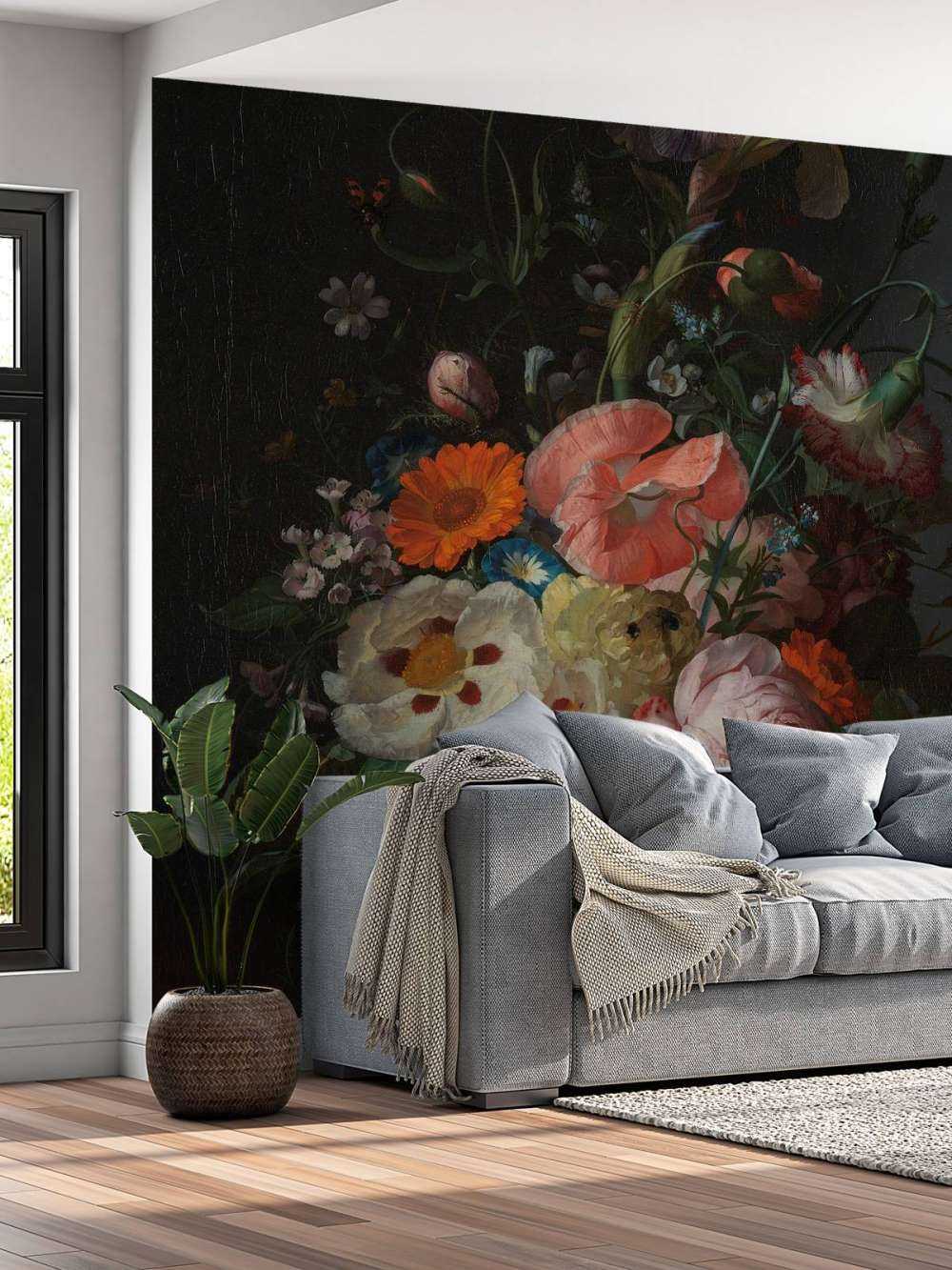 Nature morte avec des fleurs sur une table en marbre