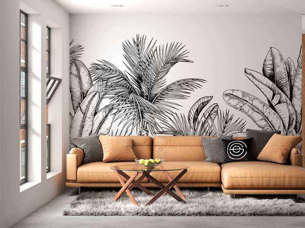 Palmiers et feuilles de bananier