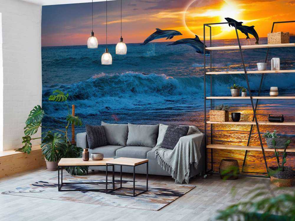 Dauphins au coucher du soleil