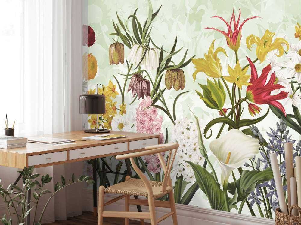 Fleurs de printemps - Vert menthe frais