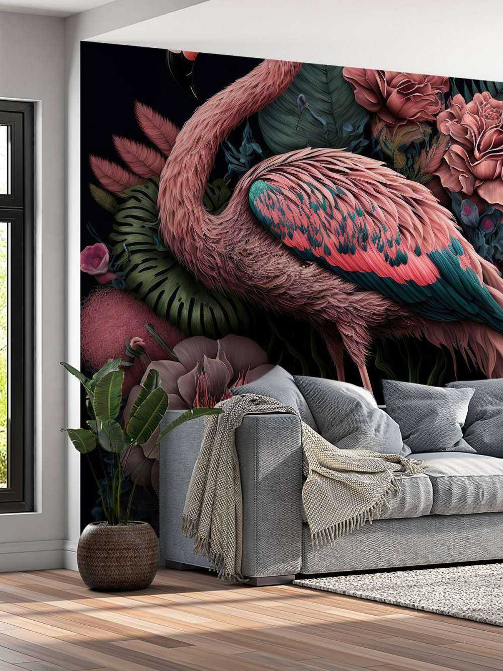 Nuit de Splendeur Florale Flamant