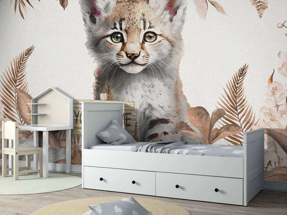 Bébé lynx dans la jungle taupe