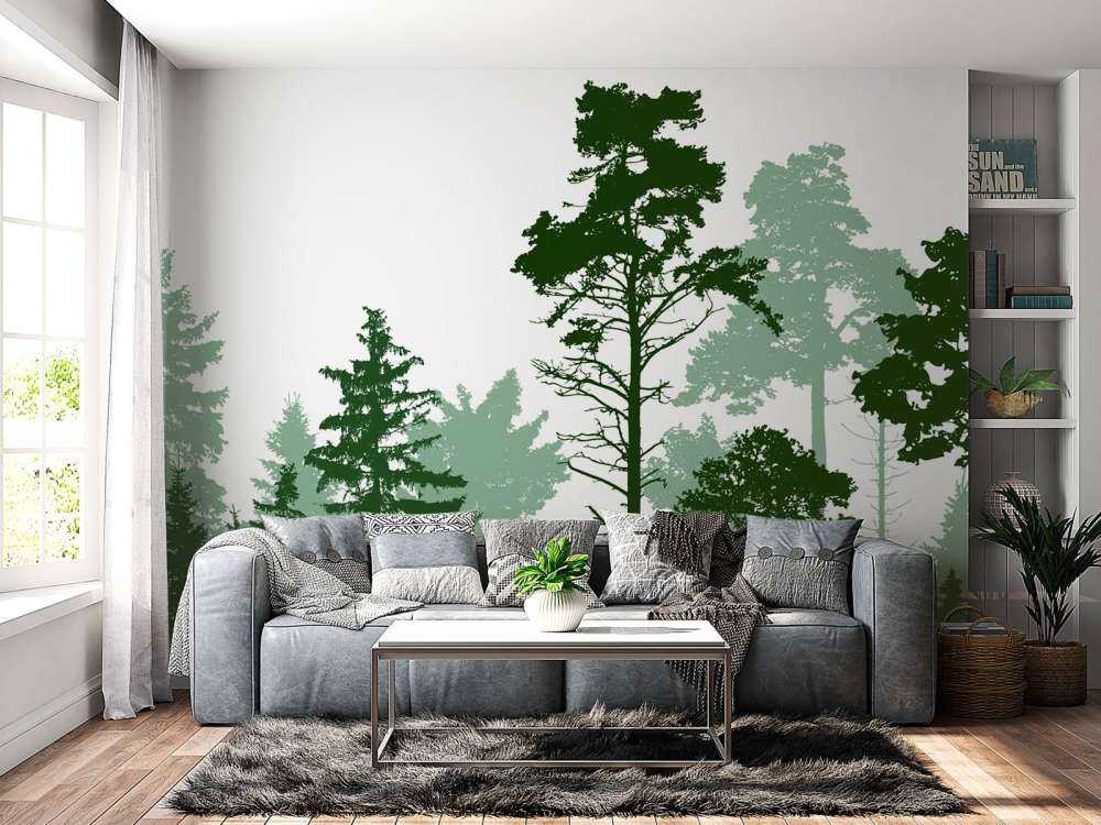 Forêt verte de conifères