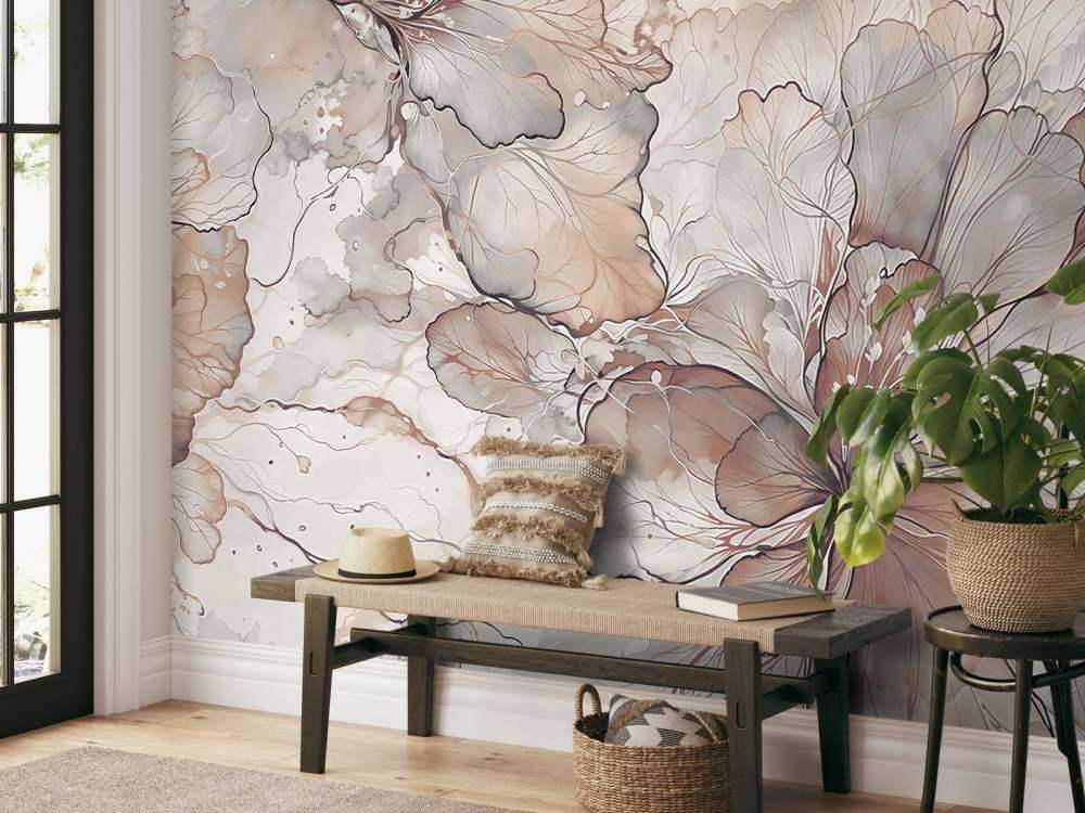 Fleurs à l'aquarelle dans des tons de terre doux