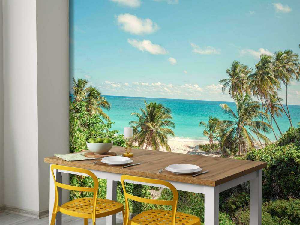 Palmiers sur la plage à la Barbade.