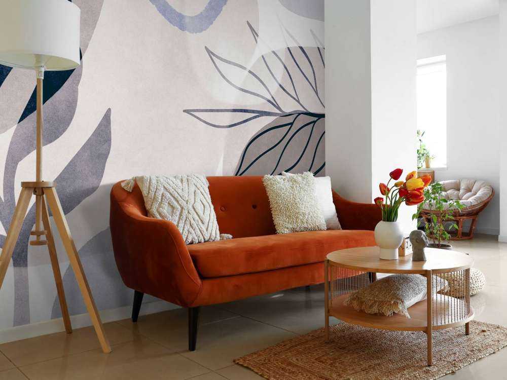 Nuances botaniques abstraites bleu beige