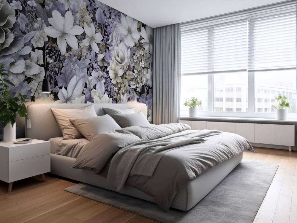 Festival de fleurs sans couture - gris foncé