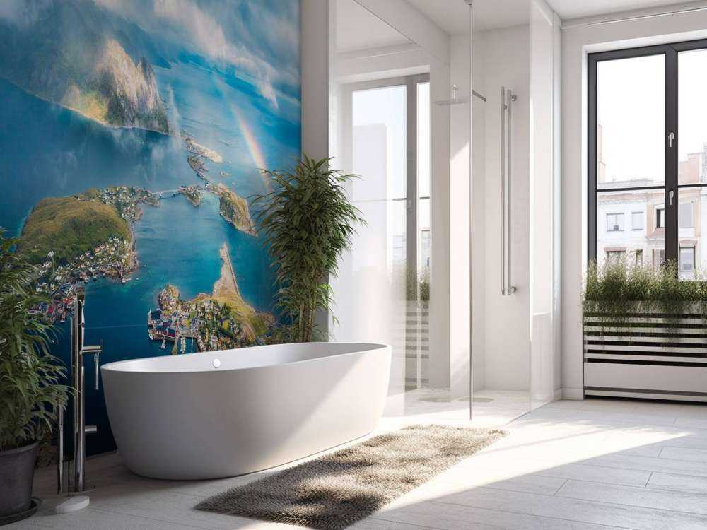 Lumière arc-en-ciel au-dessus de la côte des fjords