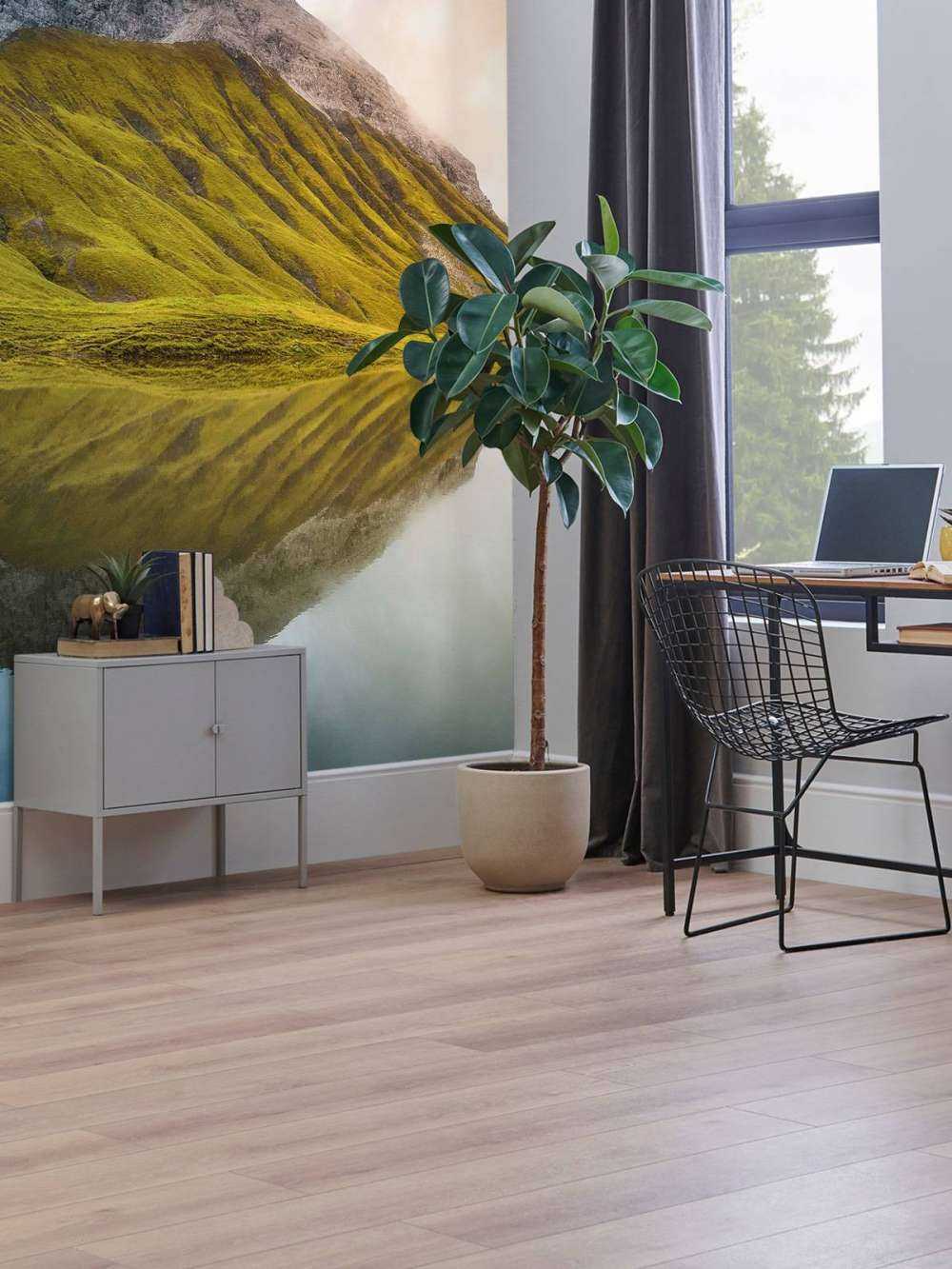 Sommet de la montagne reflété dans la lumière du matin.