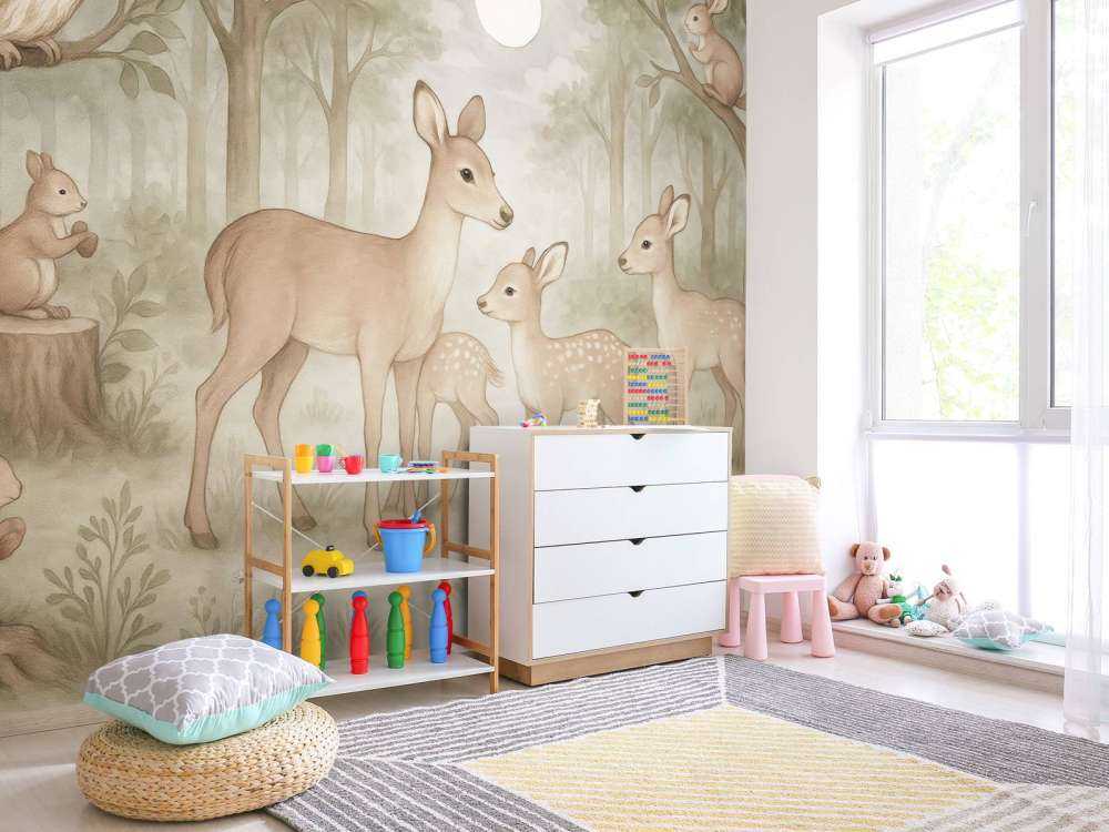 Animaux de la forêt au clair de lune.