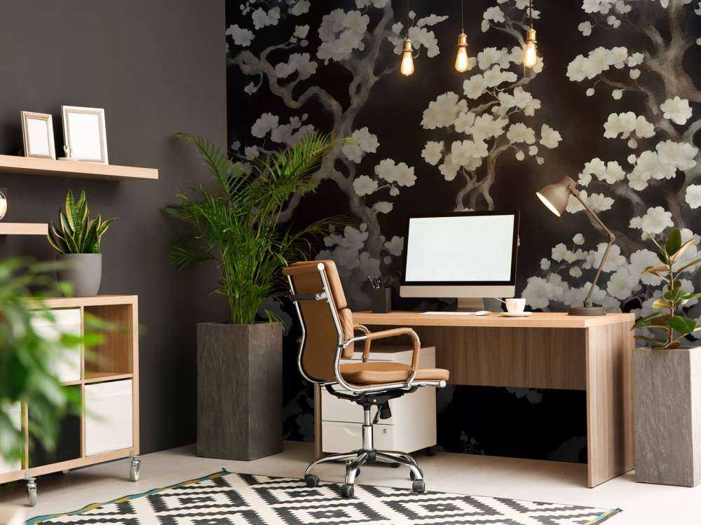 Forêt en fleurs merveilleuse - noire