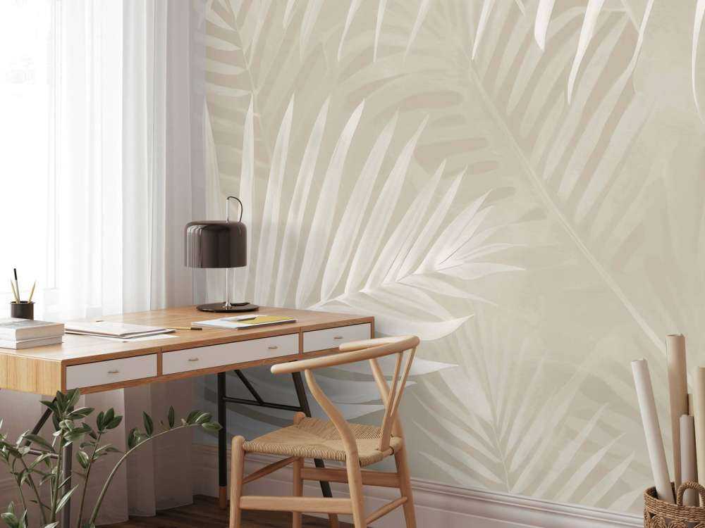 Feuilles de palmier brumeuses - beige