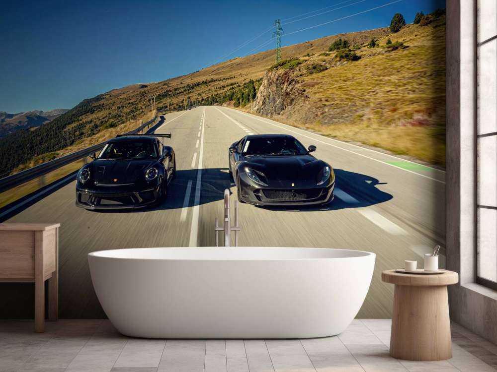 Supercars noires dans les montagnes