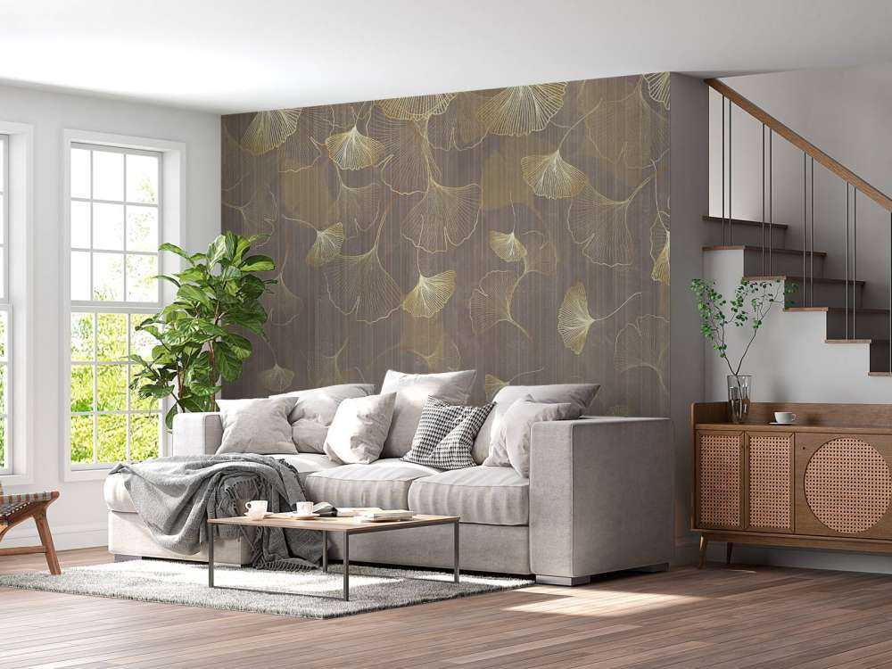 Feuilles de ginkgo flottantes en teinte dorée