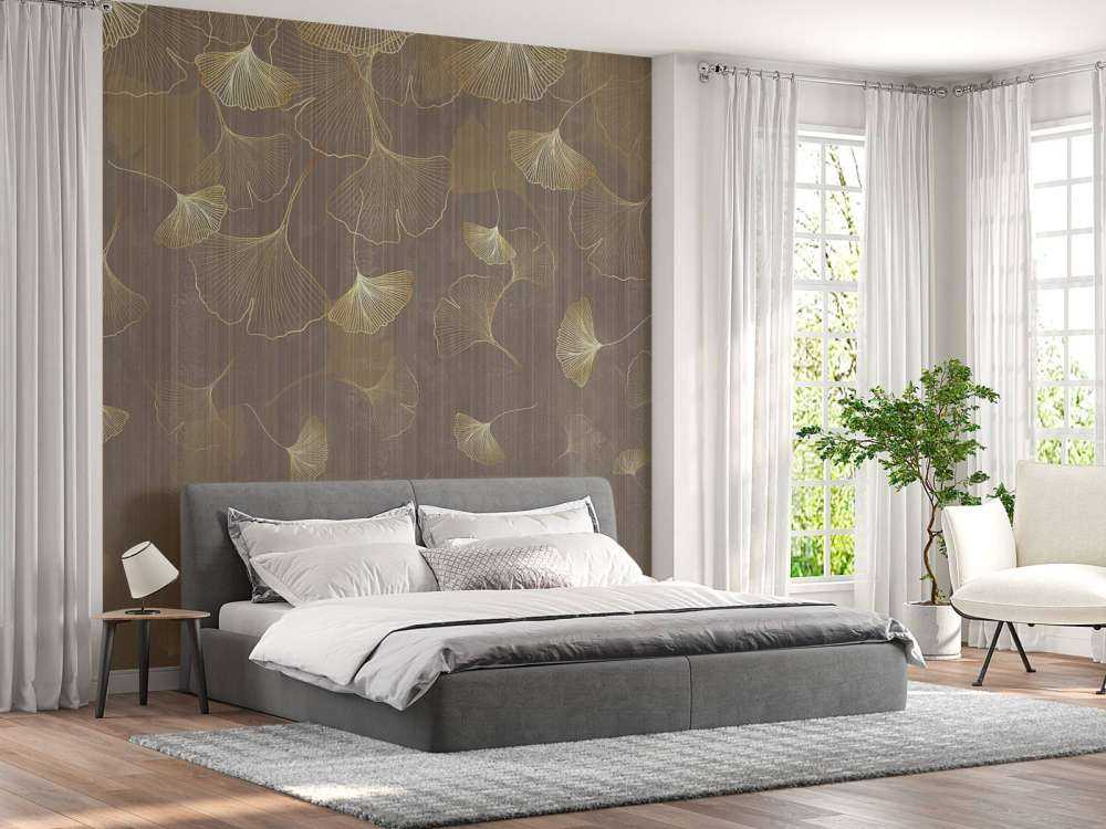 Feuilles de ginkgo flottantes en teinte dorée