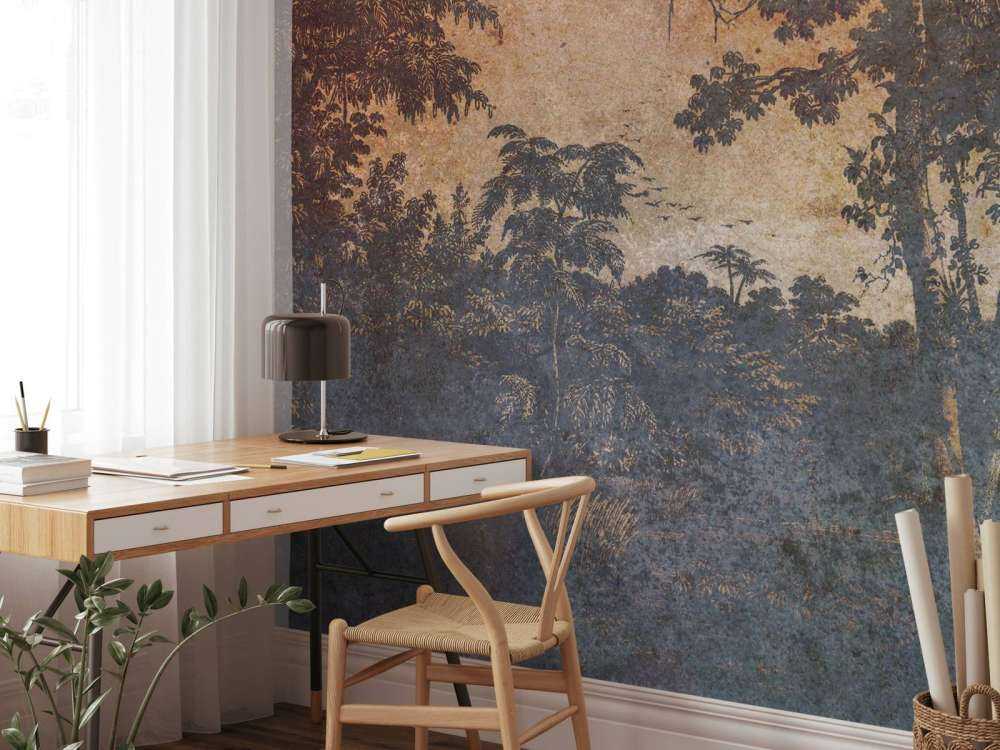 Jungle fanée dans la pénombre