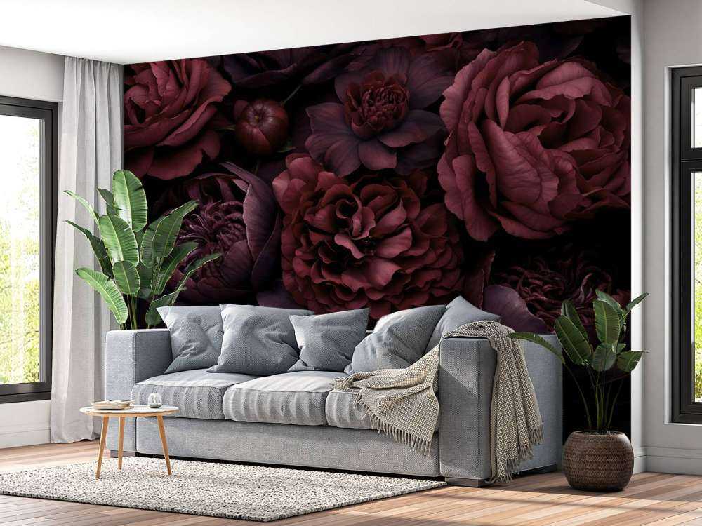 Victorian grandeur large flowers burgundy red