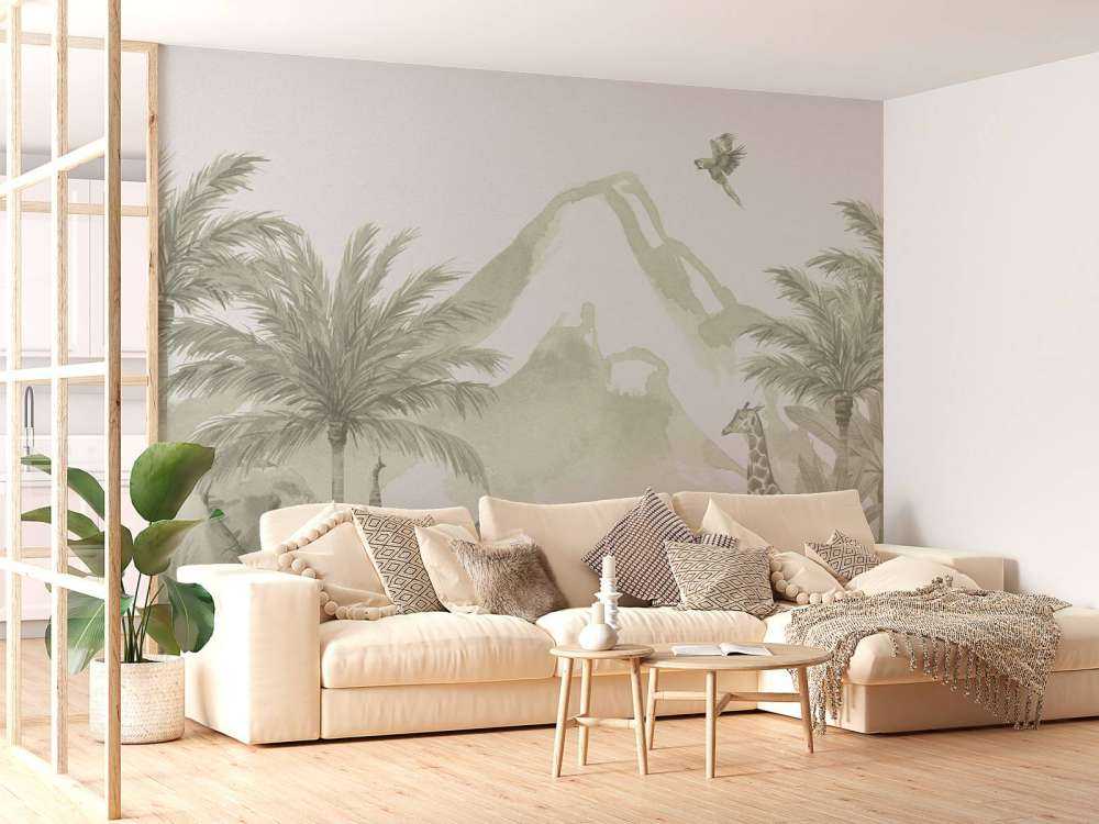 Animaux de la jungle en vert d'eau