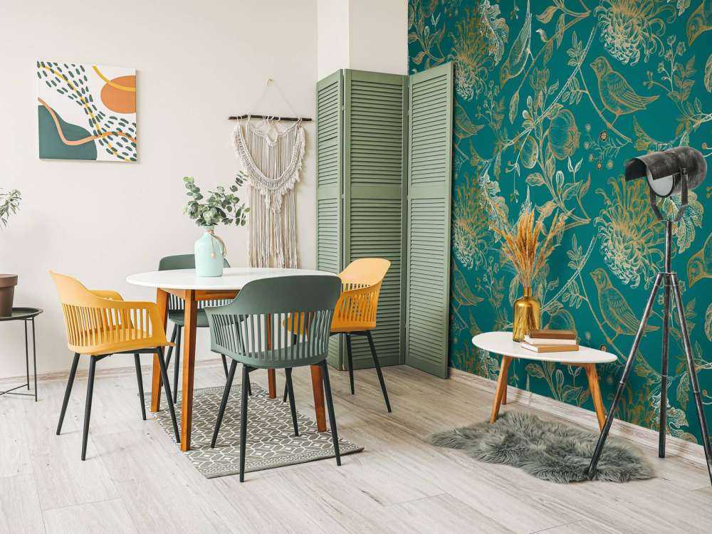 Motif de chrysanthèmes et d'oiseaux