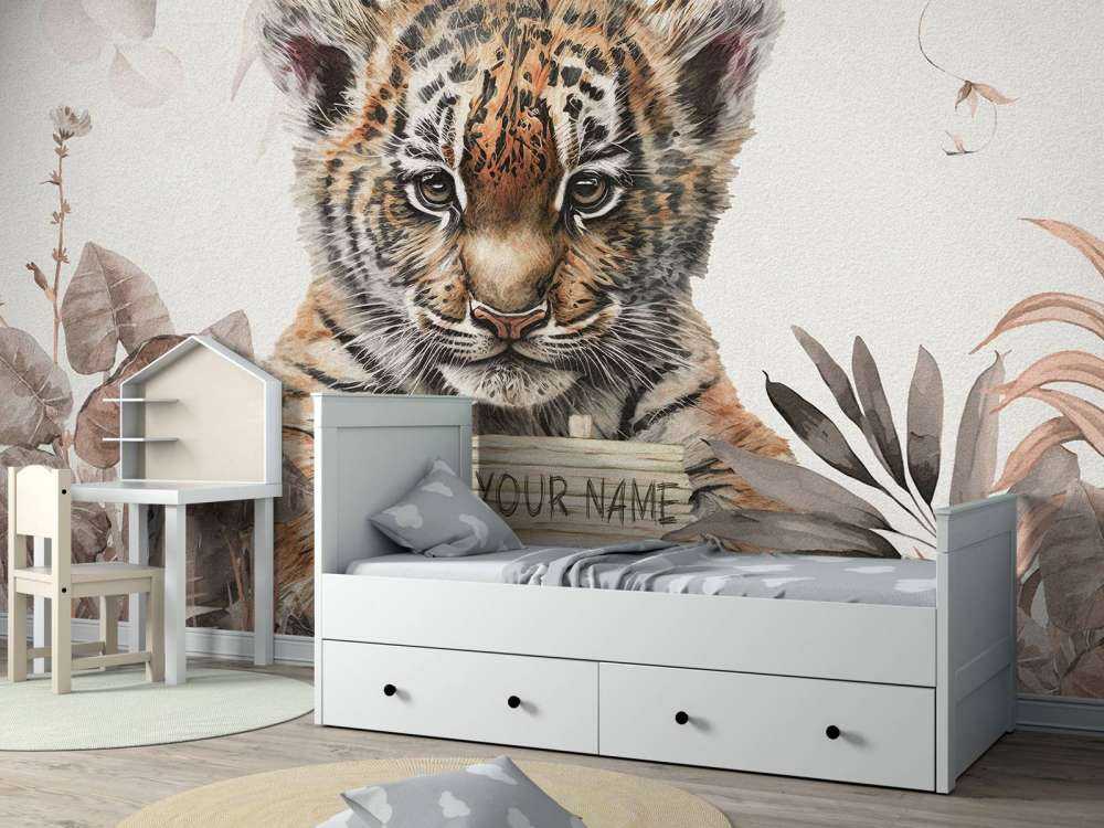 Bébé Tigre dans la jungle taupe