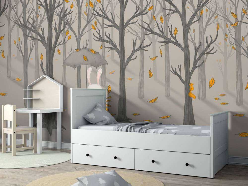 Lapin sous les feuilles