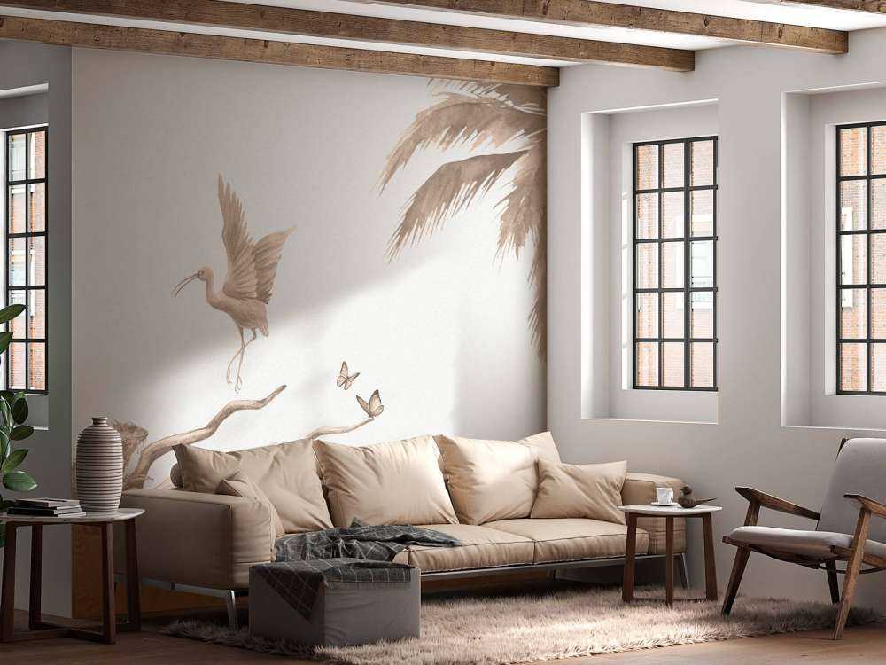 Branche avec animaux de la jungle en taupe