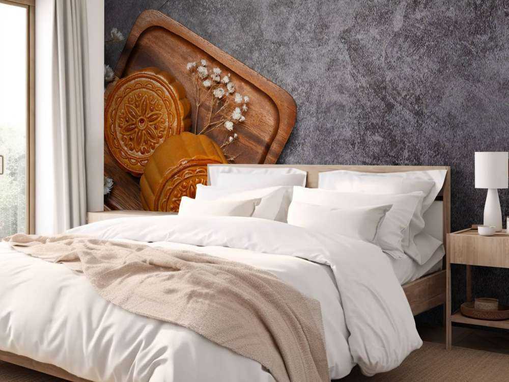 Gâteaux de lune sur un comptoir noir