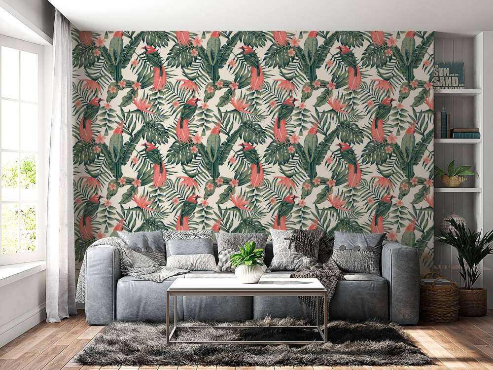 Plantes, fleurs et oiseaux tropicaux