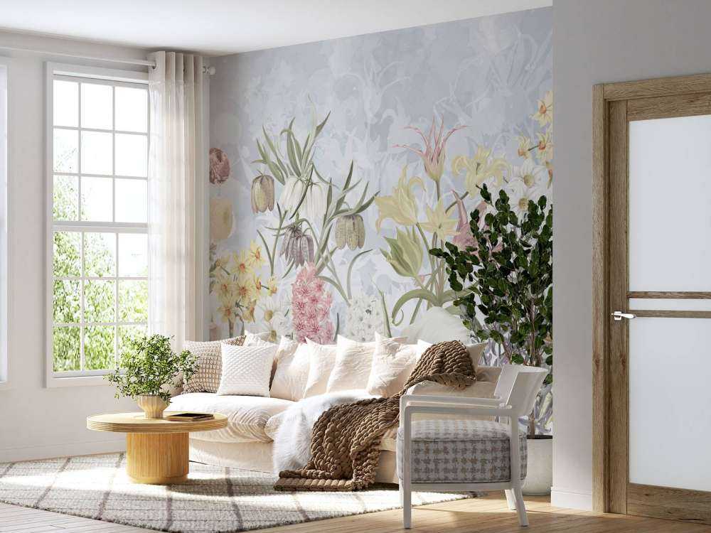 Fleurs de printemps - Bleu ciel doux