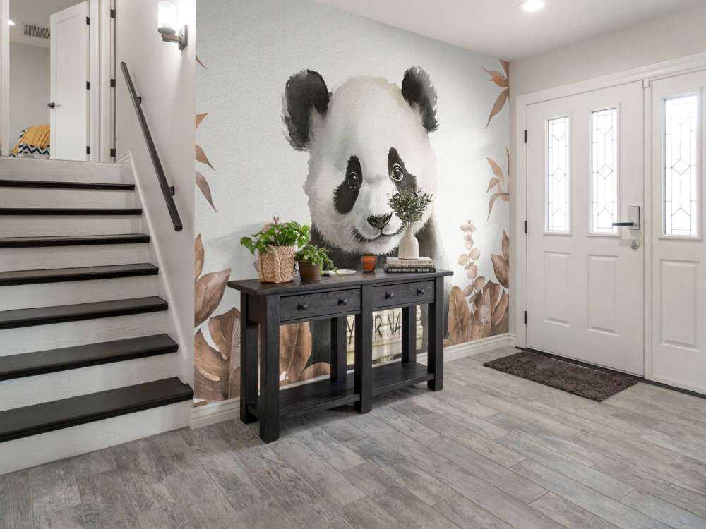 Bébé panda dans la jungle taupe