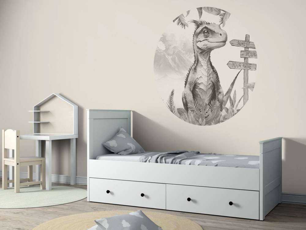 Bébé vélociraptor dans la jungle beige