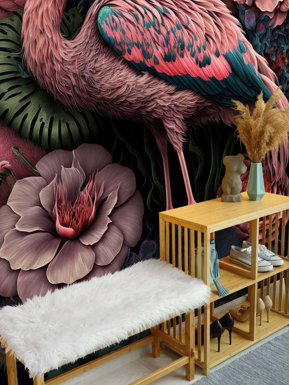 Nuit de Splendeur Florale Flamant