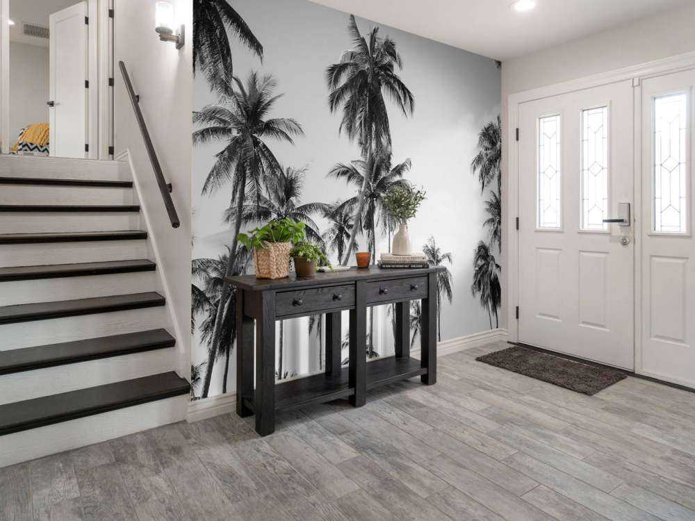 Palmiers en noir et blanc