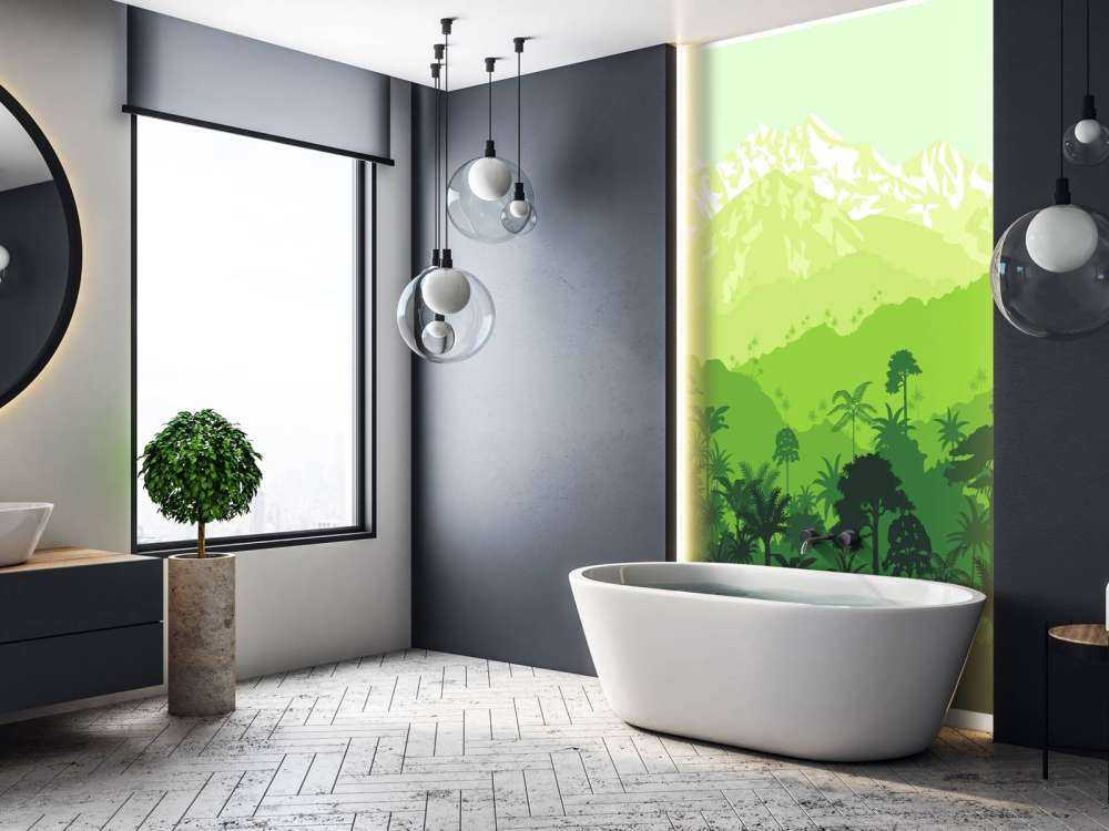 Arbres de la jungle et hautes montagnes