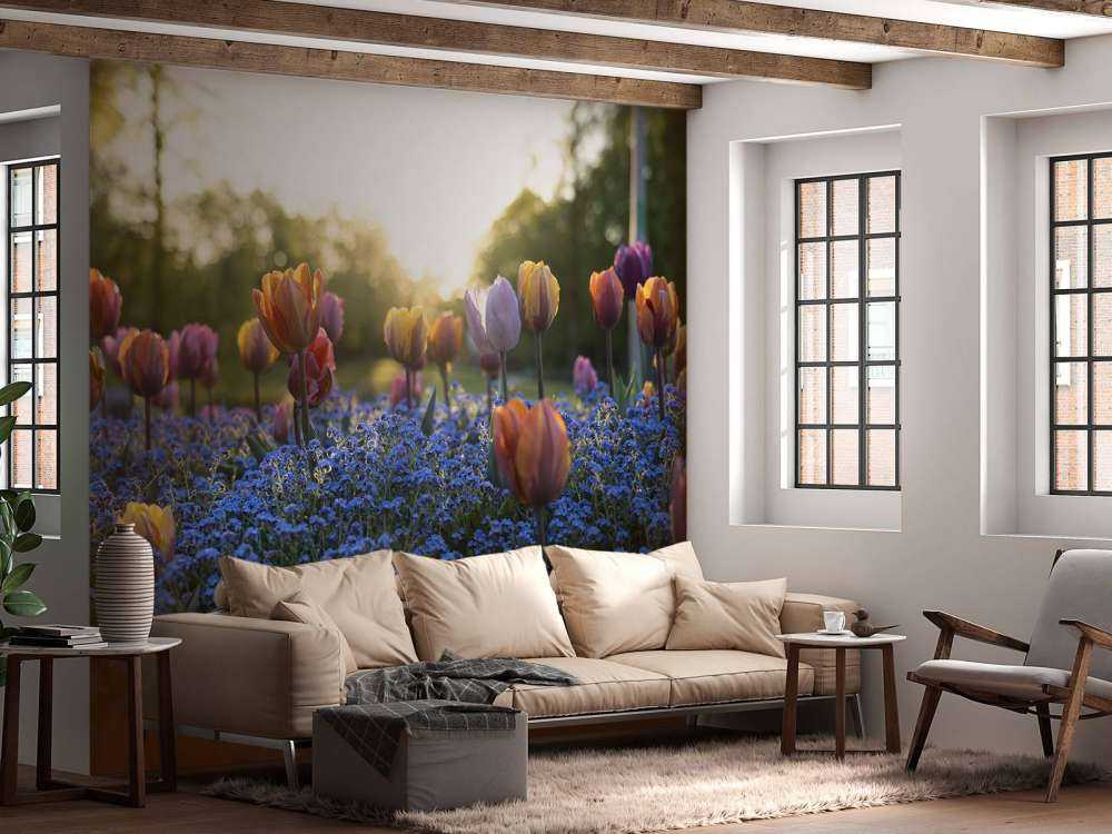 Champ de tulipes joyeux