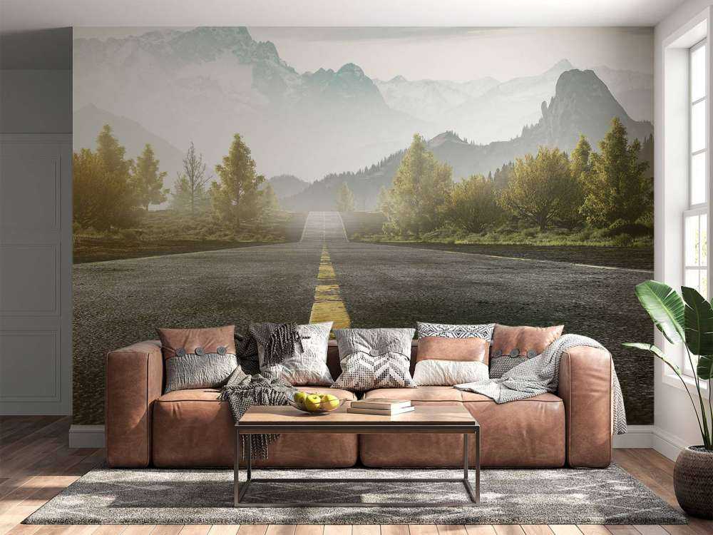 Route avec les montagnes