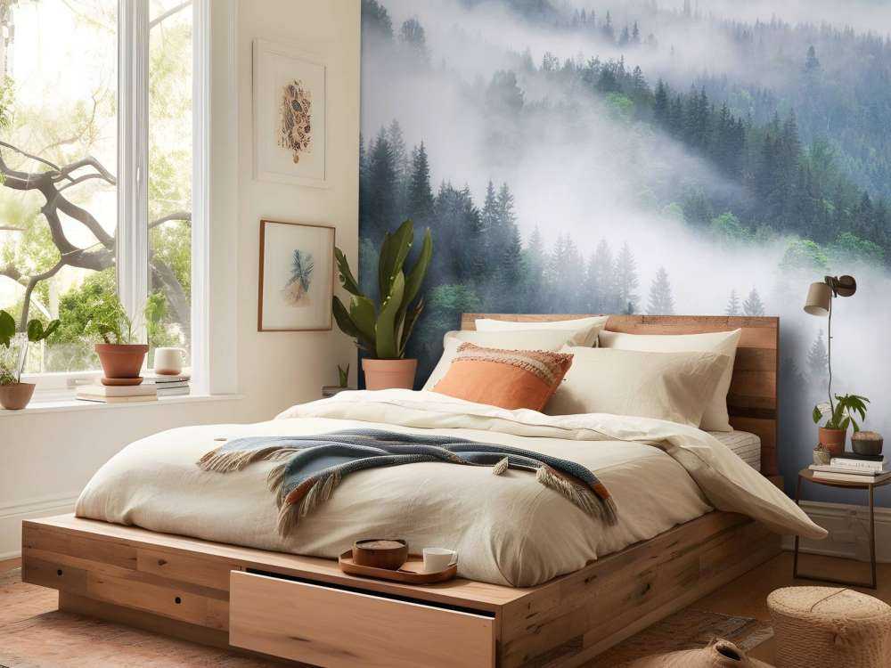 Forêt brumeuse dans les montagnes