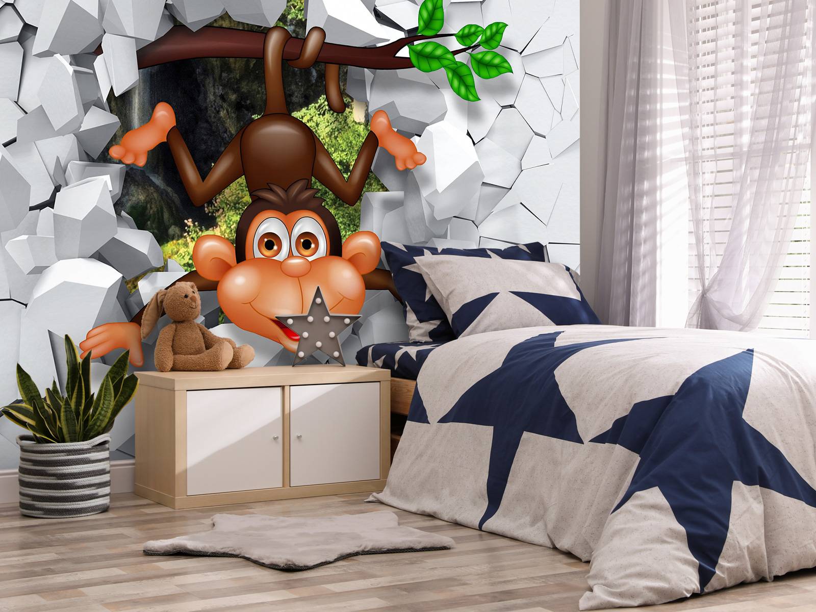 Papier Peint Animal 3D – H458, Autocollant, Amovible, Effet Peinture Murale