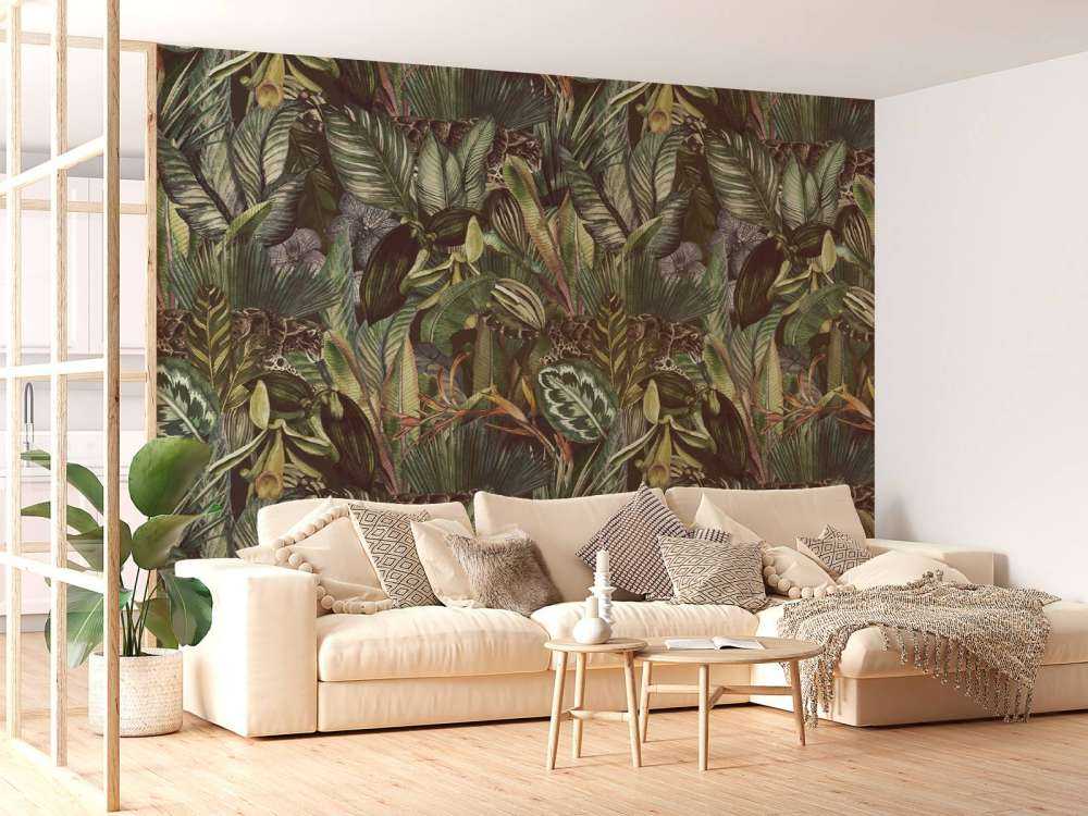 Léopard entre les feuilles