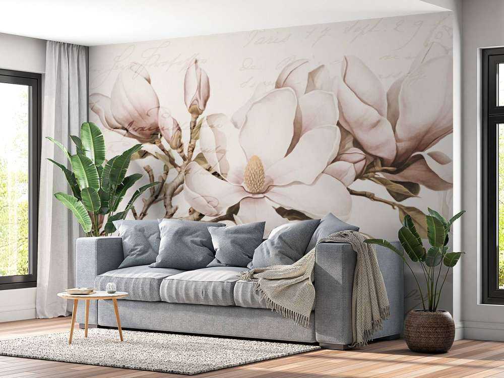 Romance printanière de magnolia, art floral nostalgique