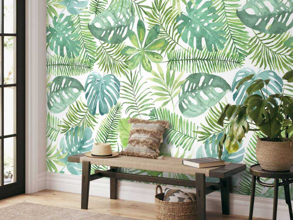 Feuilles d'aquarelle tropicales