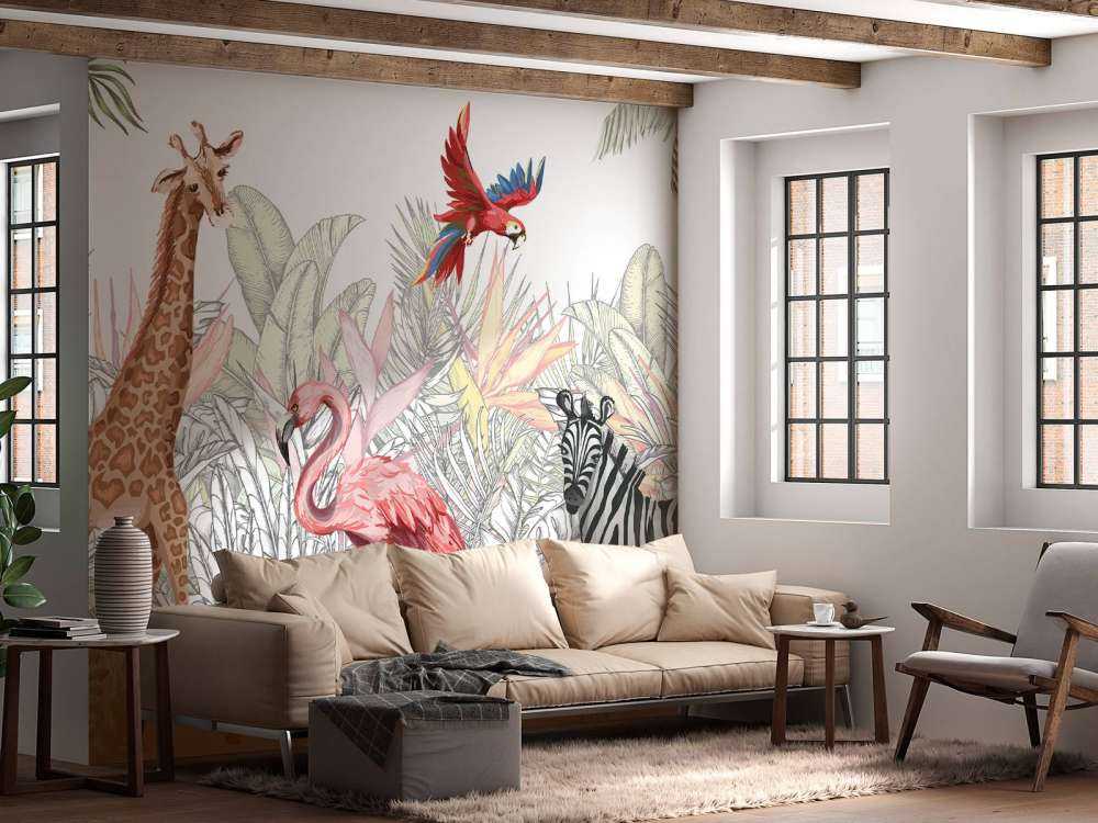 Dessin d'animaux dans la jungle